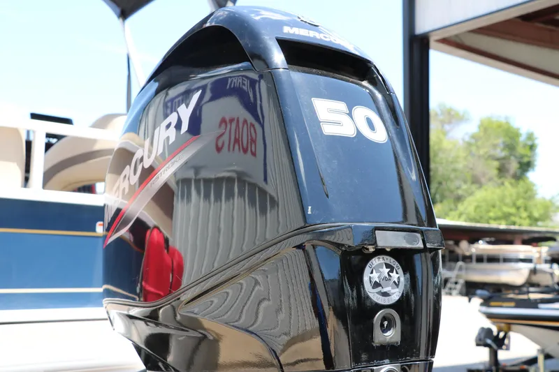 Slide: The Image of Mercury 50 horsepower outboard motor on 2021 Sun Tracker Bass Buggy 16 XL boat. - 8