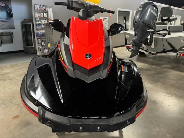 Slide: The Image of 2021 Yamaha WaveRunner EX Sport in showroom, red and black design. - 3