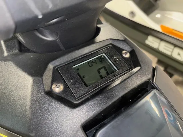 Slide: The Image of Close-up of 2023 Yamaha WaveRunner EX Sport dashboard display showing digital readout. - 11