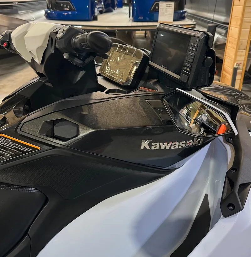 Slide: The Image of 2025 Kawasaki Ultra 160 LXS Angler Jet Ski brochure with specifications and features. - 5