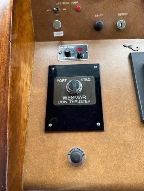 Slide: The Image of Control panel of a 1978 Hatteras 58 Cockpit Motor Yacht with Wesmar bow thruster. - 13
