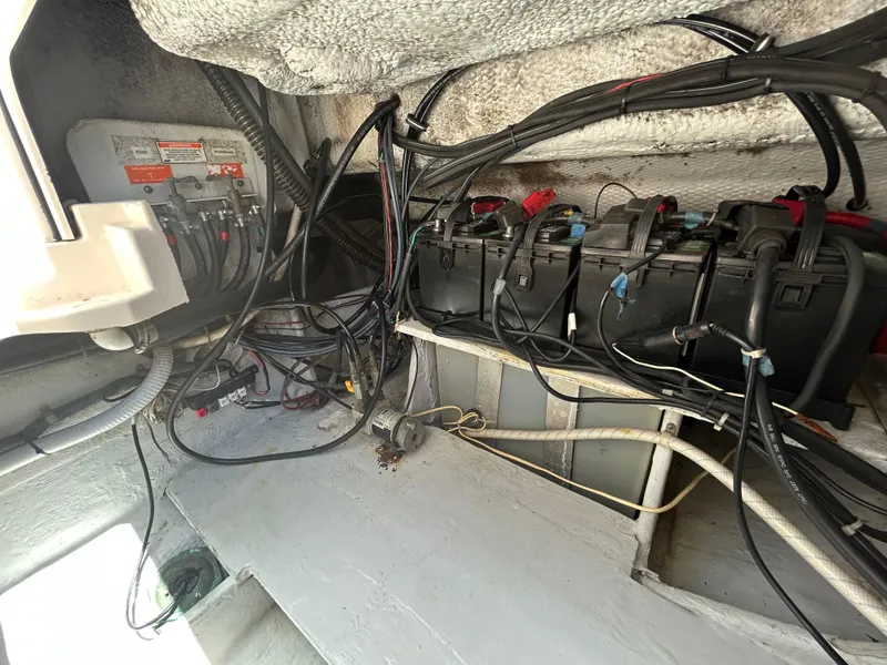 Slide: The Image of Electrical system and battery setup in 2007 Grady-White Express 305 boat. - 37