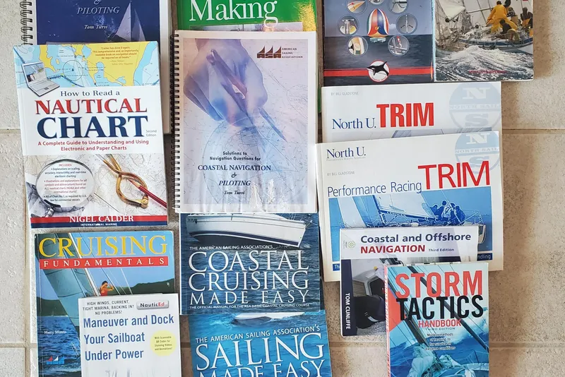 Slide: The Image of Books on sailing, navigation, and cruising techniques, ideal for Island Packet 440 enthusiasts. - 175
