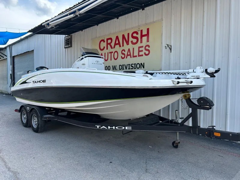 Slide: The Image of 2020 Tahoe 2150 CC boat on trailer at Cransh Auto Sales. - 0