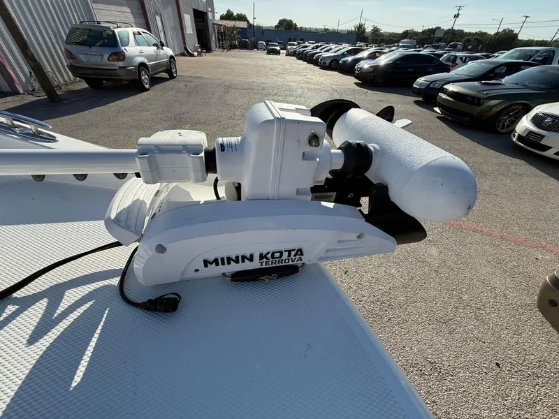 Slide: The Image of Minn Kota Terrova trolling motor on 2020 Tahoe 2150 CC boat in parking lot. - 18