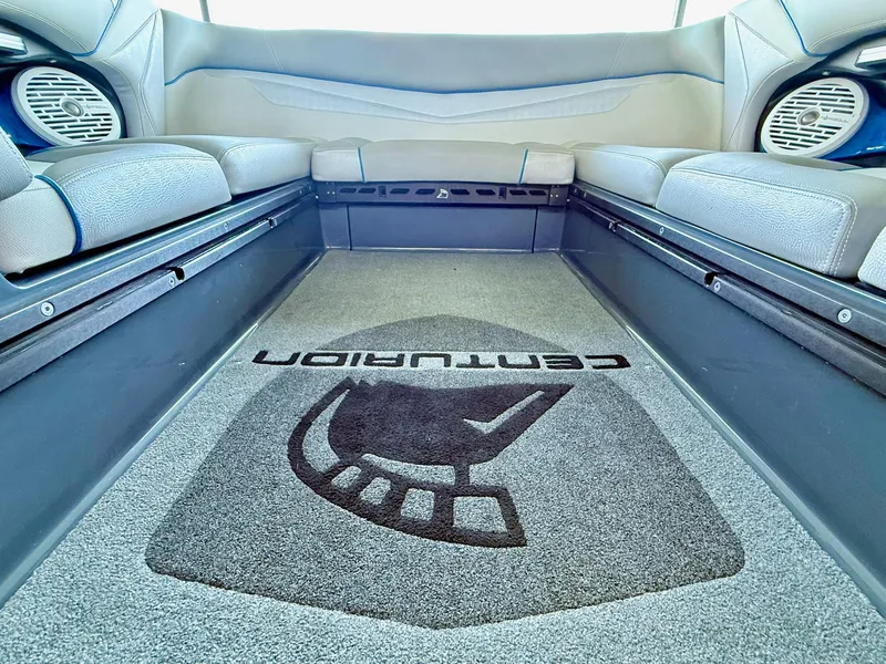 Slide: The Image of Interior of 2017 Centurion Ri237 boat with custom logo carpet and seating. - 43