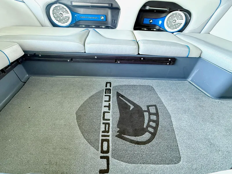Slide: The Image of Interior of 2017 Centurion Ri237 boat with branded carpet and speaker system. - 46