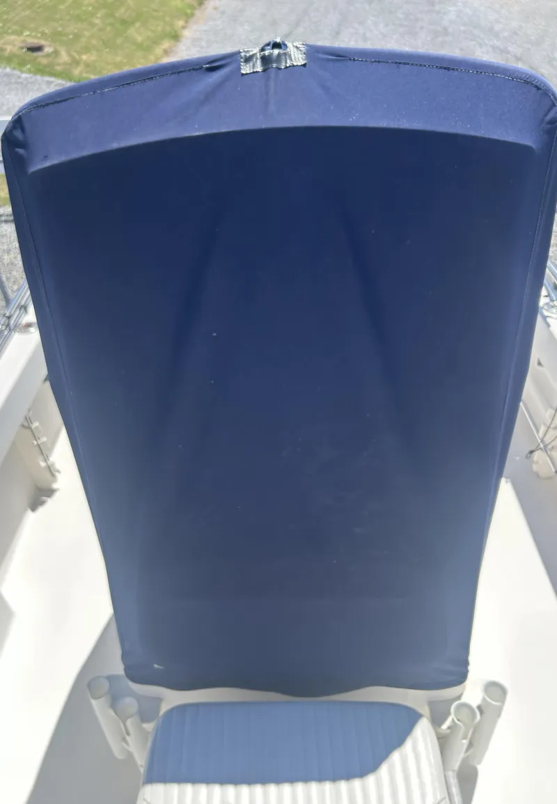 Slide: The Image of Blue seat cover on 2004 Boston Whaler 190 Nantucket boat. - 27