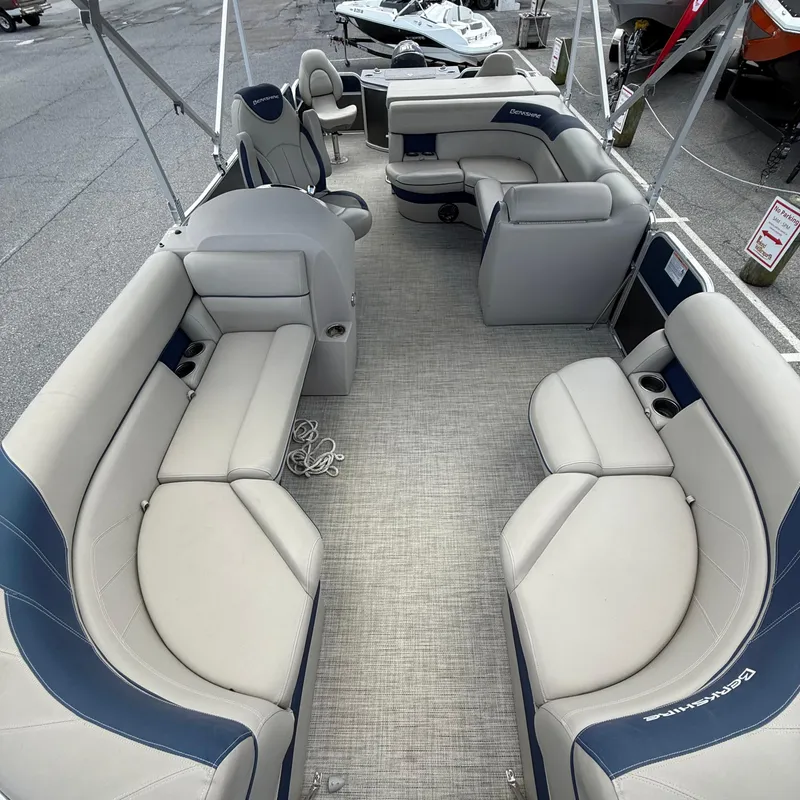 Slide: The Image of 2022 Berkshire 24RFC LE 2.75 pontoon boat interior with spacious seating and modern design. - 9