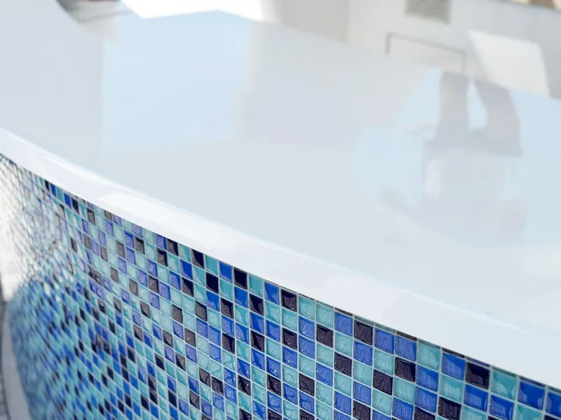 Slide: The Image of Blue mosaic tiles on Cheoy Lee 145 Global Series yacht, 1996 model. - 23