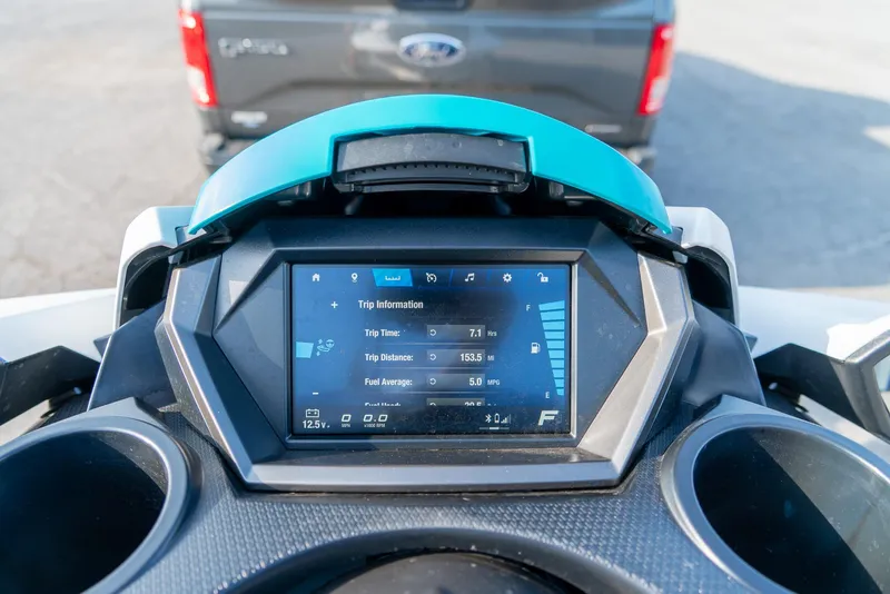 Slide: The Image of 2024 Yamaha WaveRunner FX Cruiser HO Audio dashboard displaying trip information and settings. - 10