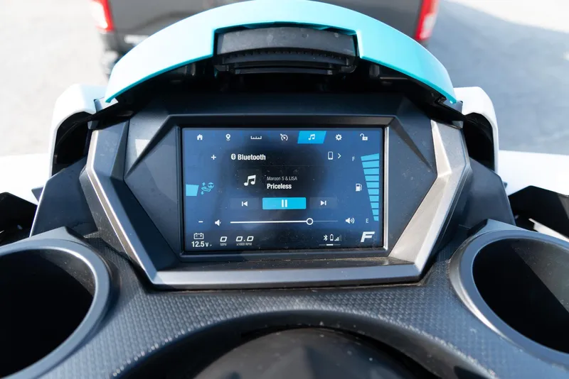 Slide: The Image of 2024 Yamaha WaveRunner FX Cruiser HO Audio dashboard with Bluetooth music display. - 11