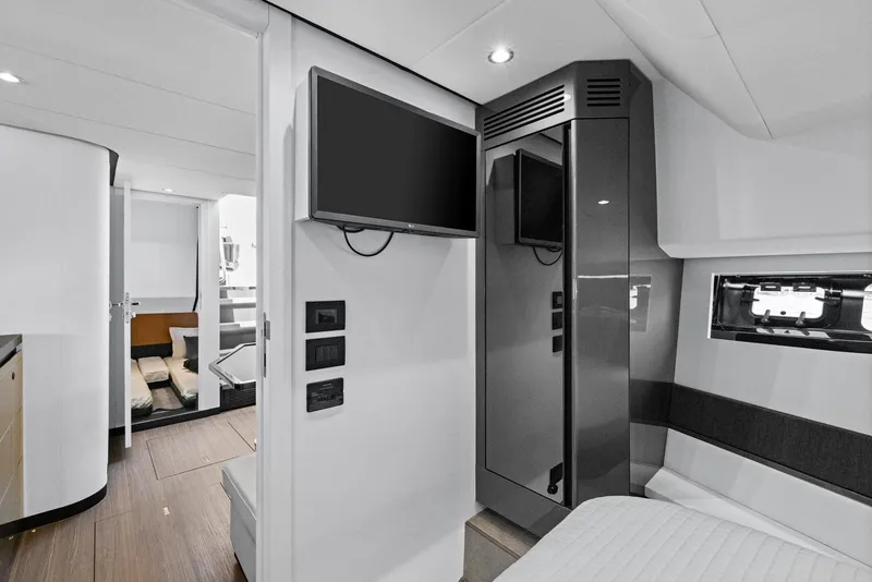 Slide: The Image of Interior of 2022 Azimut Verve 47 yacht, featuring modern design and comfortable seating. - 22