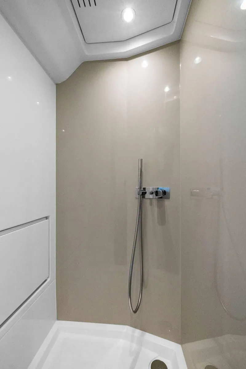Slide: The Image of Modern shower area in 2022 Azimut Verve 47 yacht, featuring sleek design and fixtures. - 30