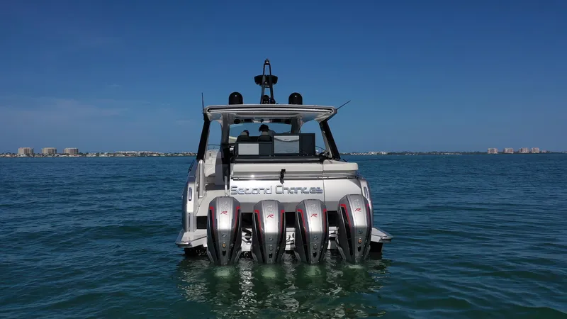 Slide: The Image of 2022 Azimut Verve 47 yacht with four engines on open water. - 32