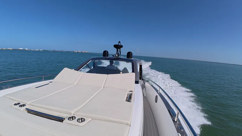 Slide: The Image of Azimut Verve 47 yacht cruising on open water, 2022 model, clear blue sky. - 9