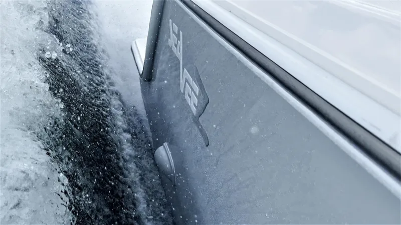 Slide: The Image of 2022 SeaVee 390z Center Console boat slicing through water. - 36