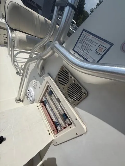 Slide: The Image of 2003 Hydra-Sports Vector 2400 CC boat interior with storage and seating. - 7