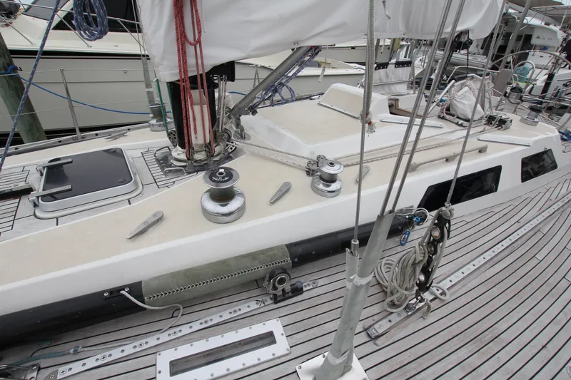 Slide: The Image of Deck of a 1983 Baltic 38DP sailboat with winches and rigging. - 8