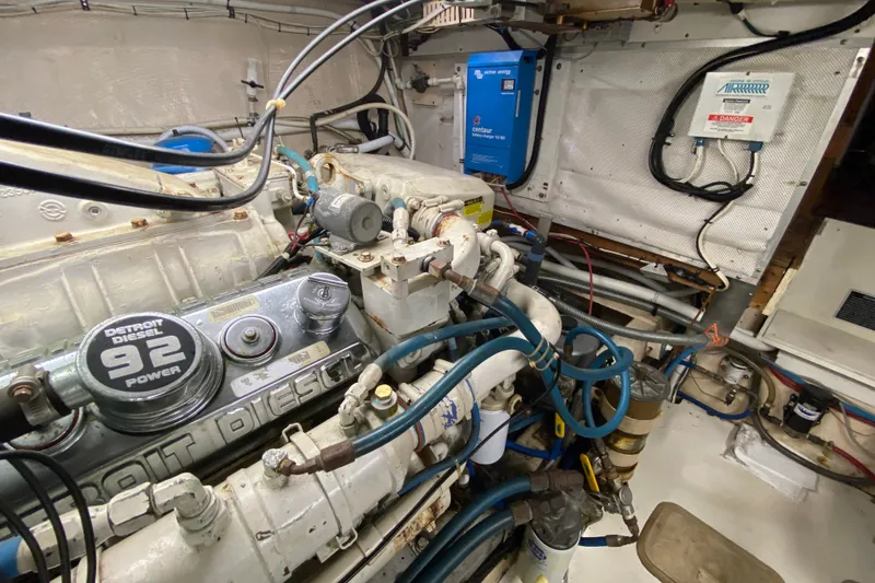 Slide: The Image of Engine room of a 1990 Californian 52 yacht with Detroit Diesel 92 engine. - 32