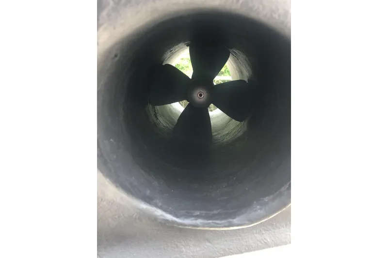 Slide: The Image of Close-up of a 1990 Californian 52 boat propeller inside a tunnel. - 14