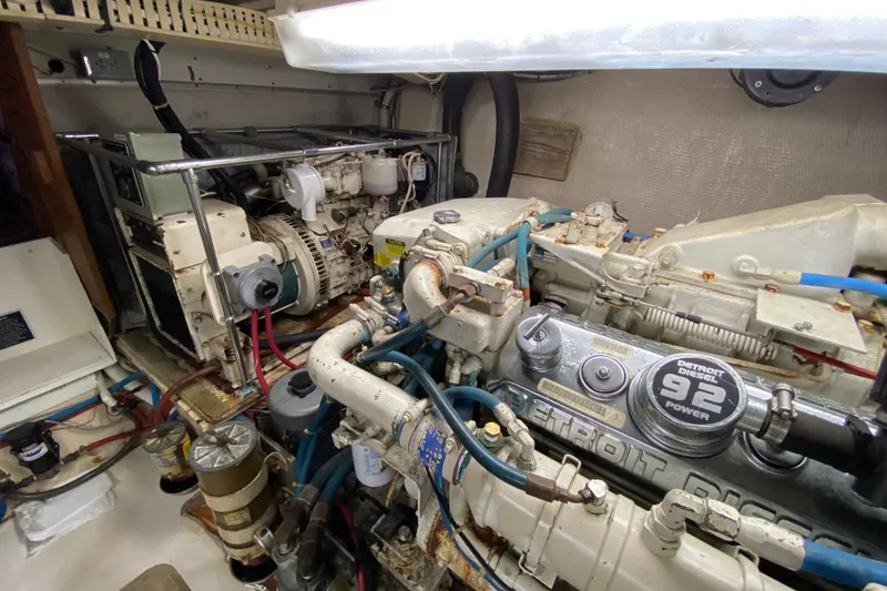 Slide: The Image of Engine room of a 1990 Californian 52 yacht with Detroit Diesel 92 Power engine. - 35