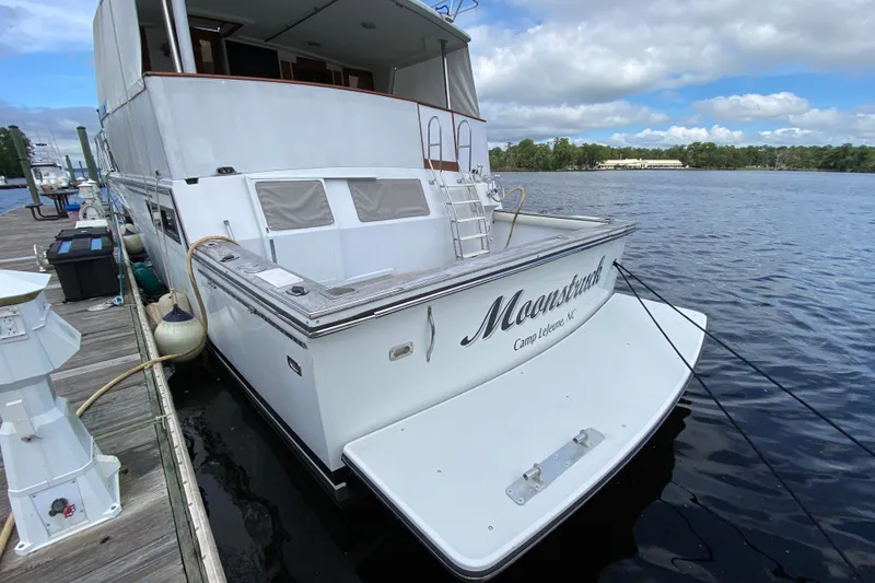 Slide: The Image of 1990 Californian 52 yacht "Moonstruck" docked at marina, Camp Lejeune, NC. - 8