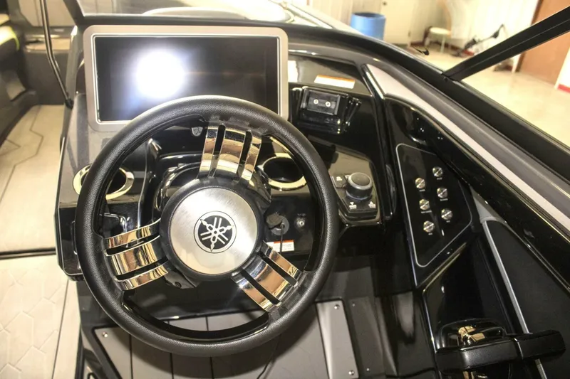 Slide: The Image of Close-up of a speaker on a 2021 Yamaha Boats 255XD. - 38