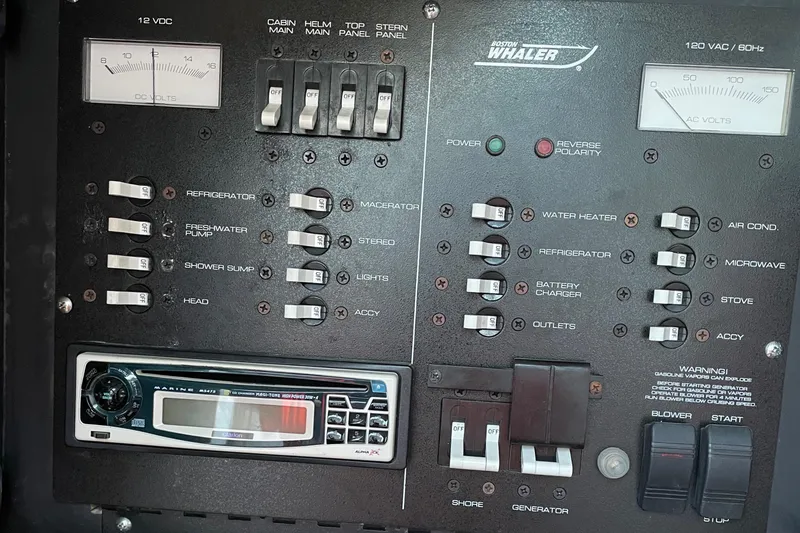 Slide: The Image of Control panel of Boston Whaler 28 Conquest, year 2000. - 12