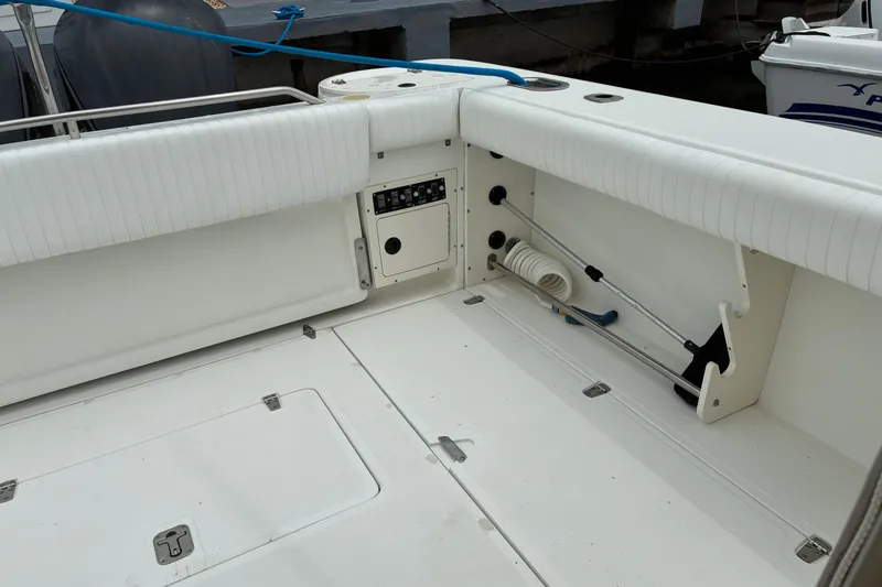 Slide: The Image of Interior of a 2000 Boston Whaler 28 Conquest boat. - 8