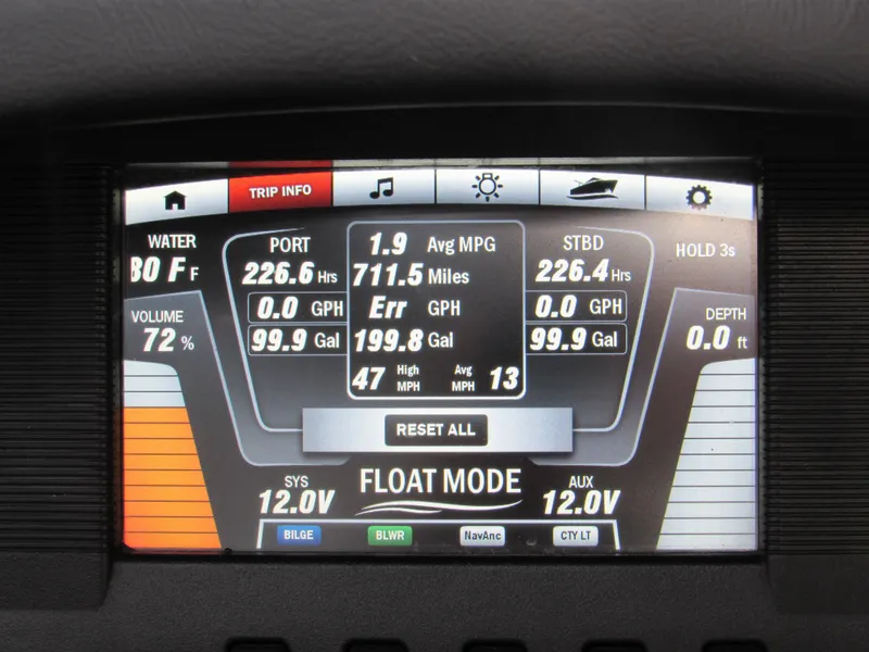 Slide: The Image of Dashboard display of a 2018 Yamaha Boats AR240 showing trip and system information. - 9