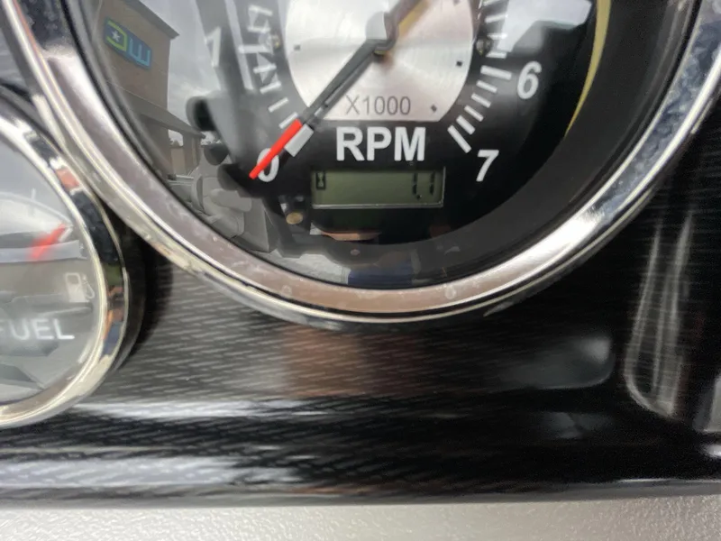 Slide: The Image of Close-up of 2025 South Bay 222 RSLE RPM gauge showing zero. - 14
