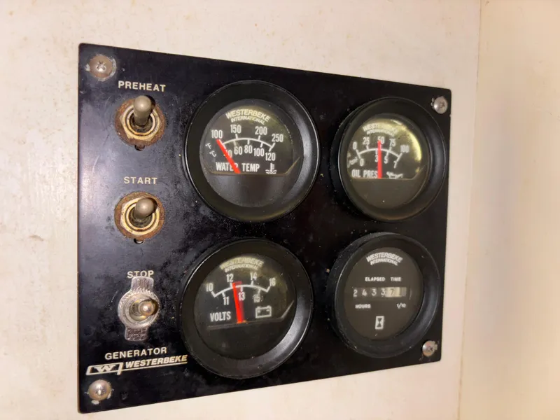 Slide: The Image of Blurry control panel inside a 2001 Silverton 410 Sport Bridge yacht. - 21