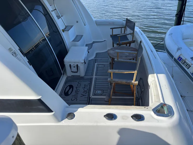 Slide: The Image of 2001 Silverton 410 Sport Bridge bathroom with sink, countertop, and toiletries basket. - 35