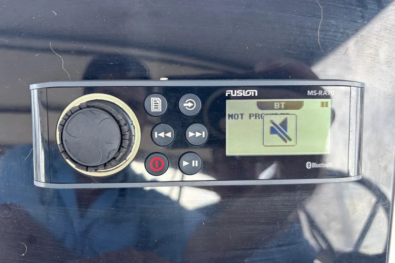 Slide: The Image of Fusion MS-RA70 Bluetooth stereo system on 2001 Silverton 410 Sport Bridge. - 54