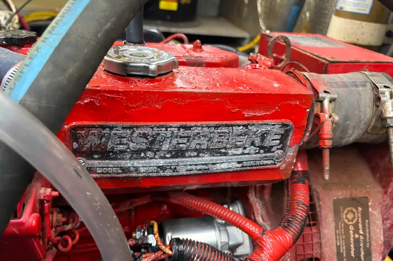 Slide: The Image of Red Westerbeke engine in a 2001 Silverton 410 Sport Bridge boat. - 78