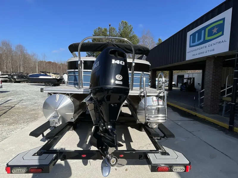 Slide: The Image of 2025 South Bay 224RSLE pontoon boat with Suzuki 140 engine at Watersports Central. - 5
