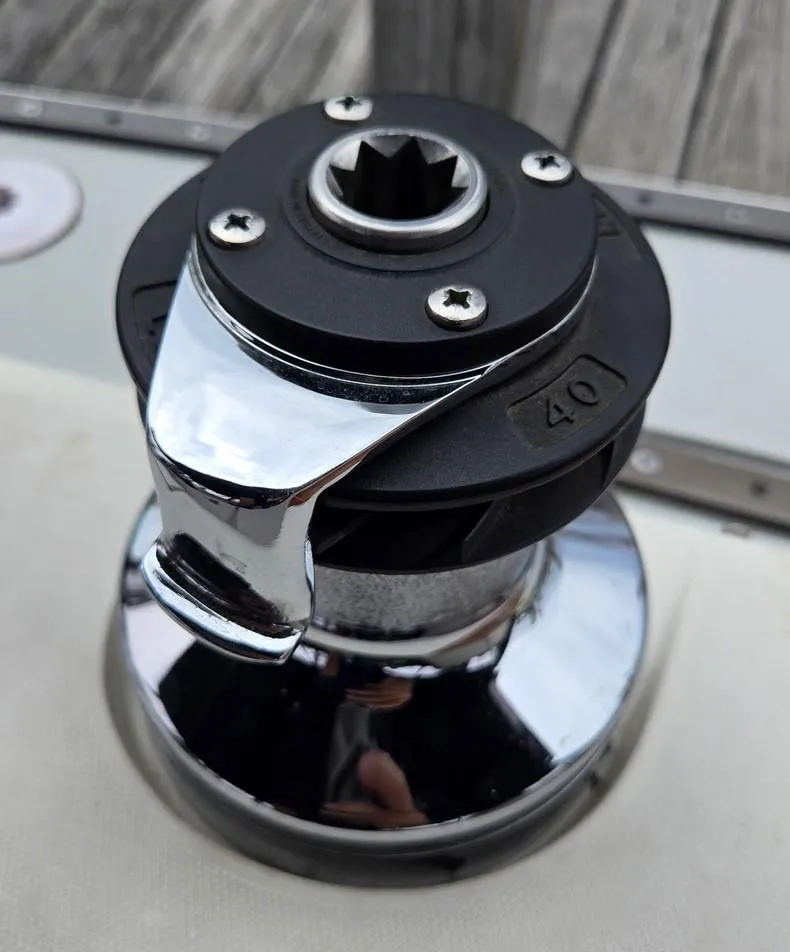 Slide: The Image of Close-up of a winch on a 1992 Catalina 30 Tall Rig sailboat. - 27