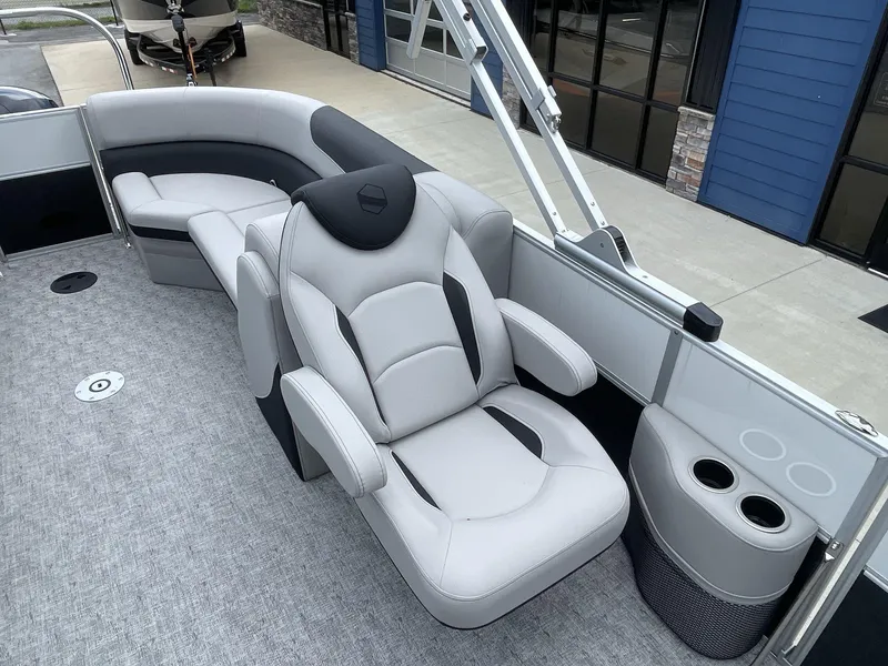 Slide: The Image of Luxurious seating on 2025 South Bay 224RSLE pontoon boat, featuring modern design and comfort. - 16