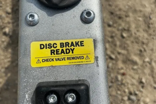 Slide: The Image of Disc brake ready label on Contender 27 Open Center Console, 1999 model. - 16