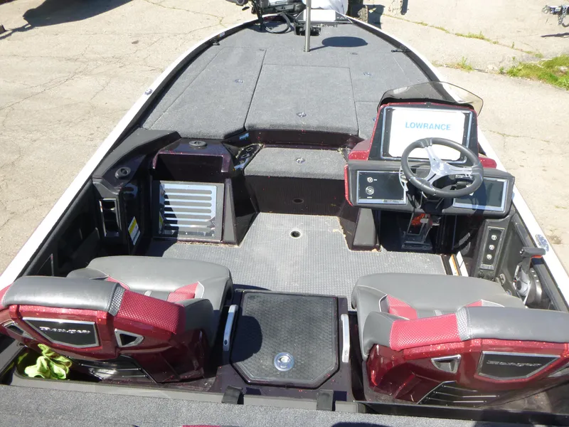 Slide: The Image of 2024 Ranger Z521R Ranger Cup Equipped boat interior with steering console and seating. - 7