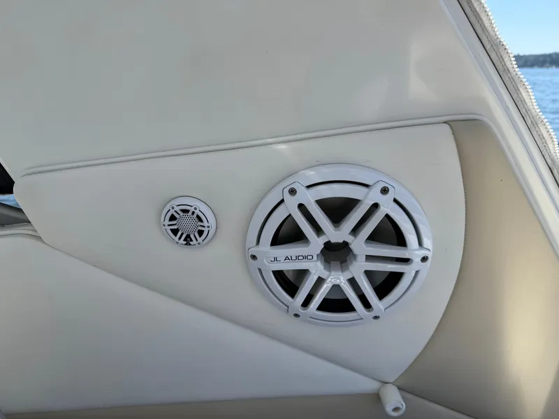 Slide: The Image of Speaker system on 2012 Sea Ray 370 Sundancer boat, featuring JL Audio components. - 27