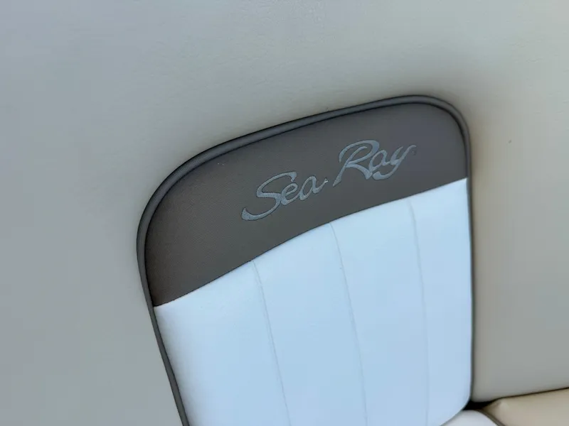 Slide: The Image of Sea Ray 370 Sundancer 2012 boat seat with logo embroidery. - 29