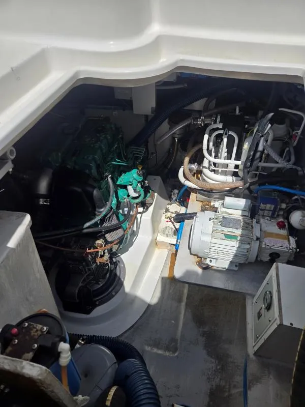 Slide: The Image of Engine room of 2008 Fountaine Pajot Salina 48 catamaran, showcasing mechanical components and systems. - 29
