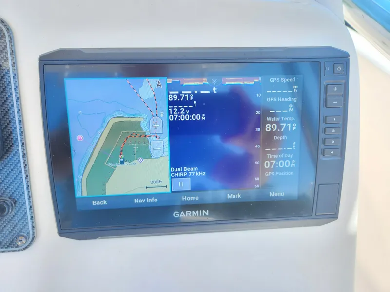 Slide: The Image of Garmin GPS display on 2015 Grady-White 191 Coastal Explorer boat dashboard. - 12