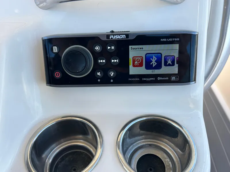 Slide: The Image of Fusion MS-UD755 audio system on 2019 Grady-White Fisherman 236 boat dashboard. - 14