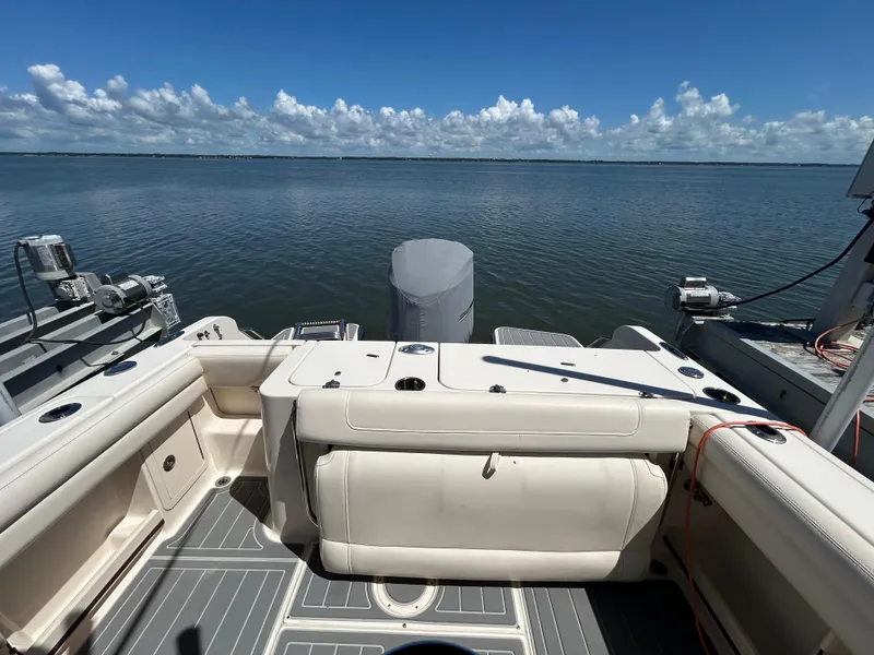 Slide: The Image of 2019 Grady-White Fisherman 236 boat interior with ocean view and clear sky. - 5