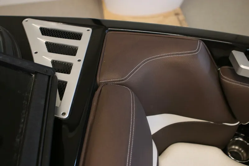 Slide: The Image of 2018 Supra SR400 interior with brown leather seats and metallic accents. - 12