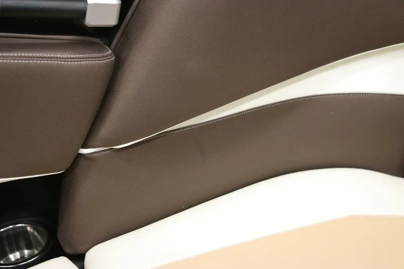 Slide: The Image of Brown and beige interior of 2018 Supra SR400, showcasing seat design and stitching. - 19