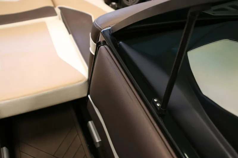 Slide: The Image of 2018 Supra SR400 interior with beige and brown upholstery details. - 22